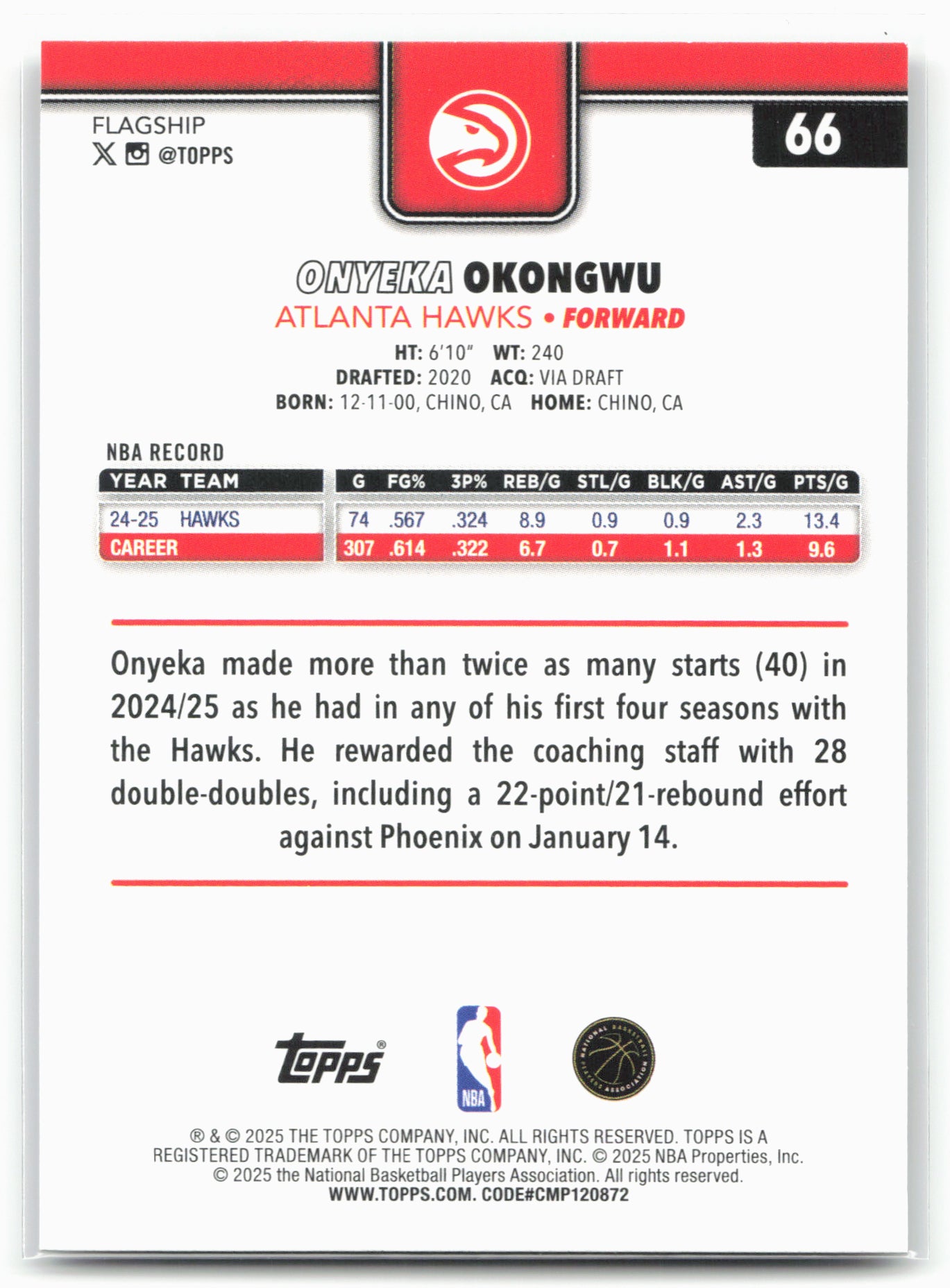 2025-26 Topps #66 Onyeka Okongwu Sandglitter