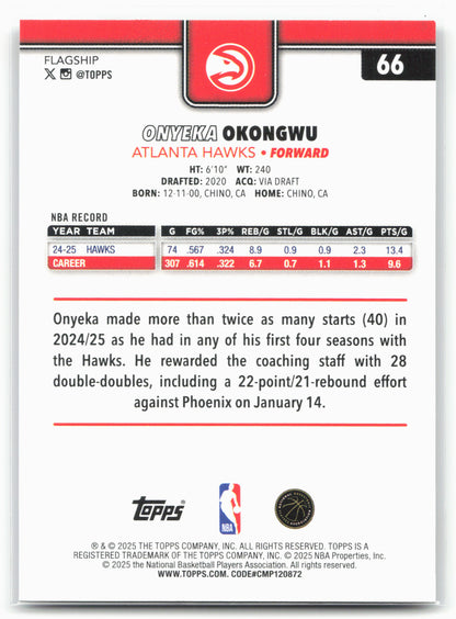 2025-26 Topps #66 Onyeka Okongwu Sandglitter