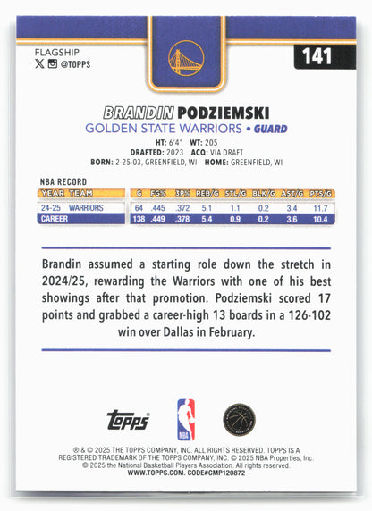 2025-26 Topps #141 Brandin Podziemski