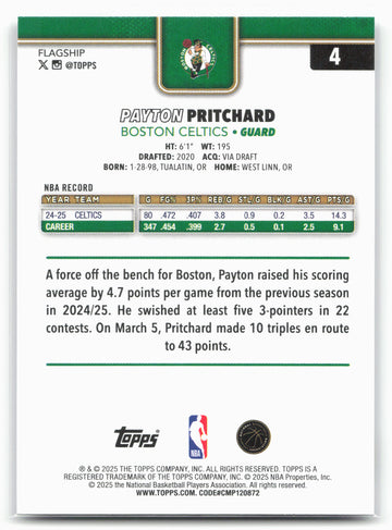 
2025-26 Topps #4 Payton Pritchard