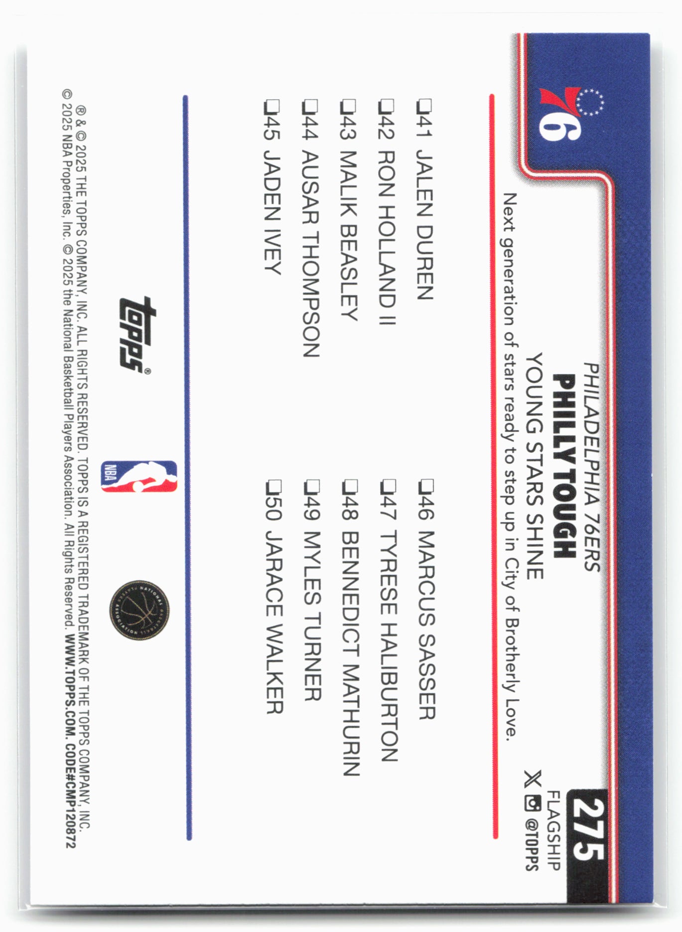 2025-26 Topps #275 Philly Tough: Young Stars Shine