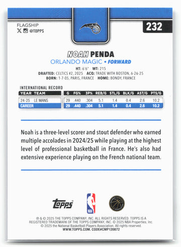 
2025-26 Topps #232 Noah Penda