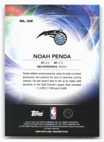 
2025-26 Topps #NL-32 Noah Penda No Limit