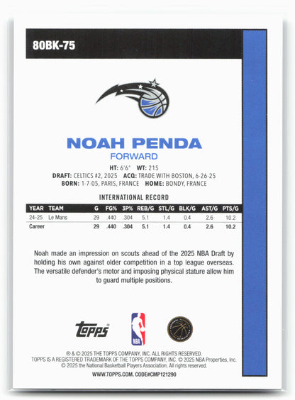 2025-26 Topps #80BK-75 Noah Penda 1980-81 Topps Basketball