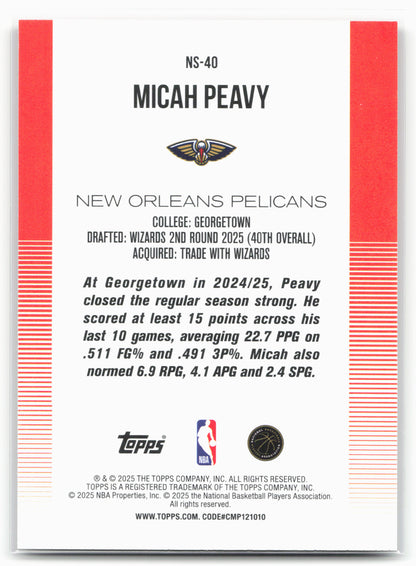 2025-26 Topps #NS-40 Micah Peavy New School