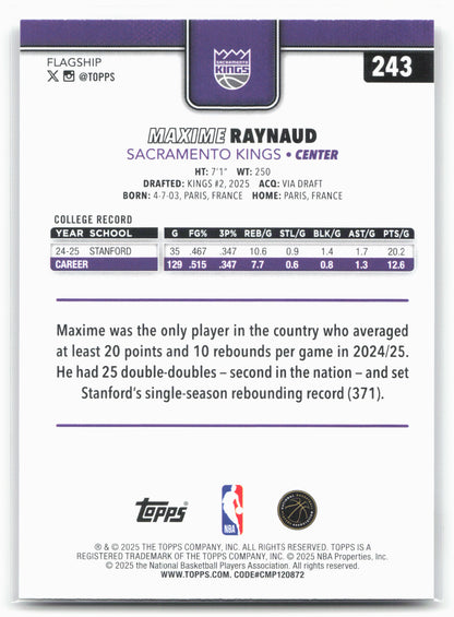 2025-26 Topps #243 Maxime Raynaud