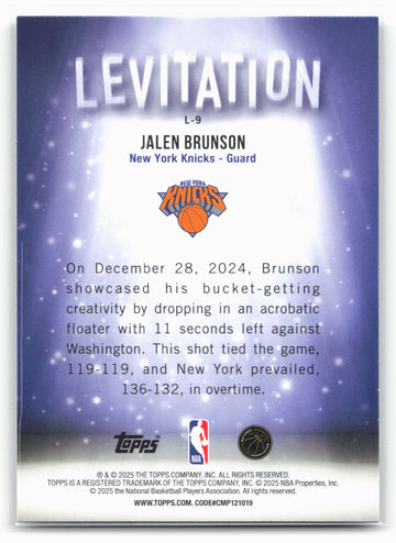 
2025-26 Topps #L-9 Jalen Brunson Levitation