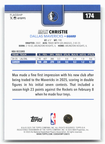 
2025-26 Topps #174 Max Christie
