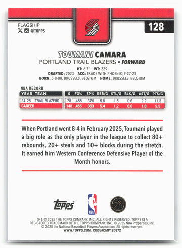 
2025-26 Topps #128 Toumani Camara