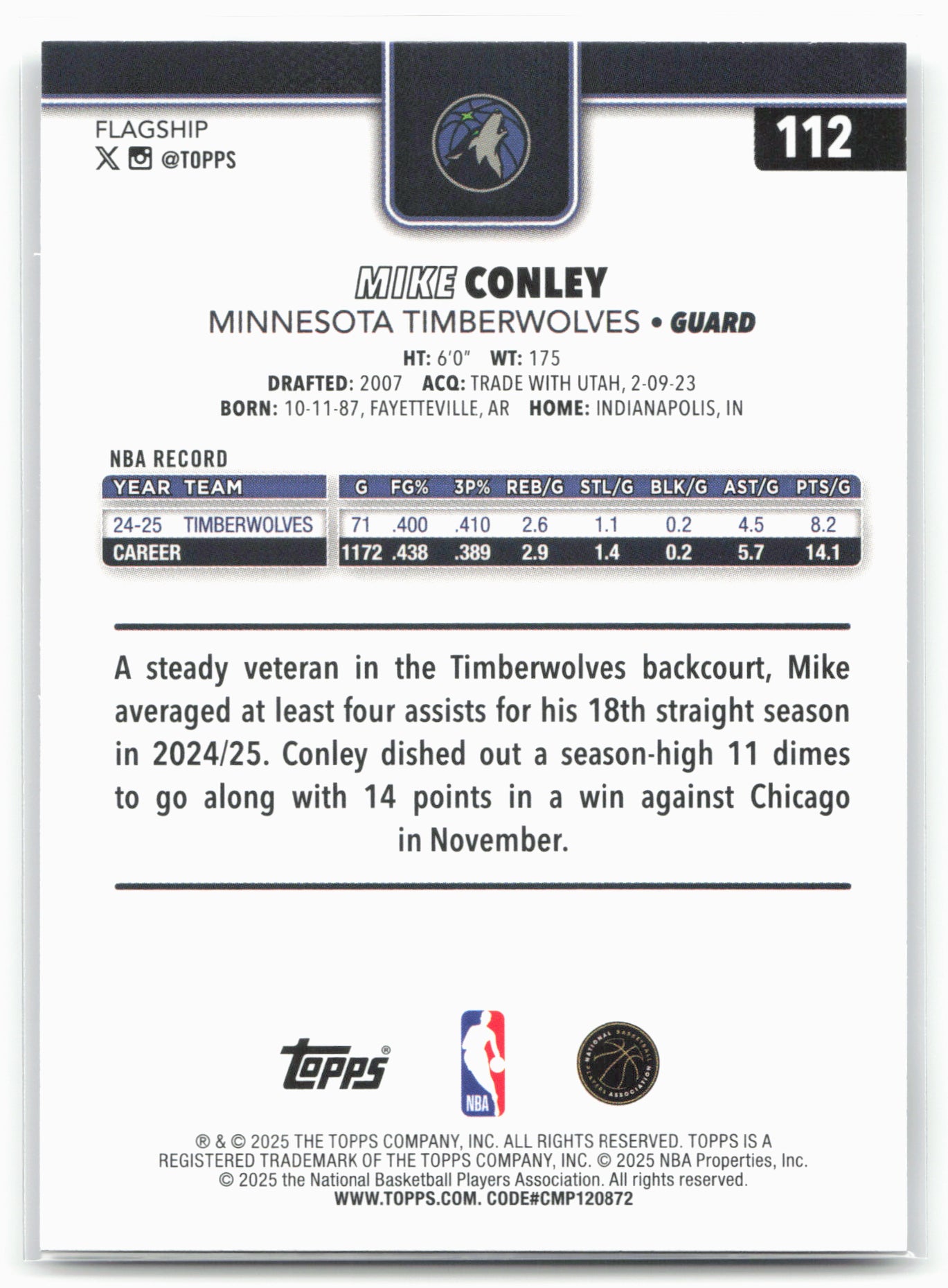 2025-26 Topps #112 Mike Conley