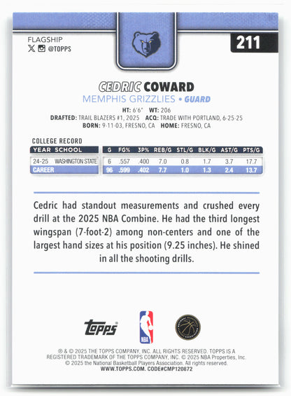 2025-26 Topps #211 Cedric Coward