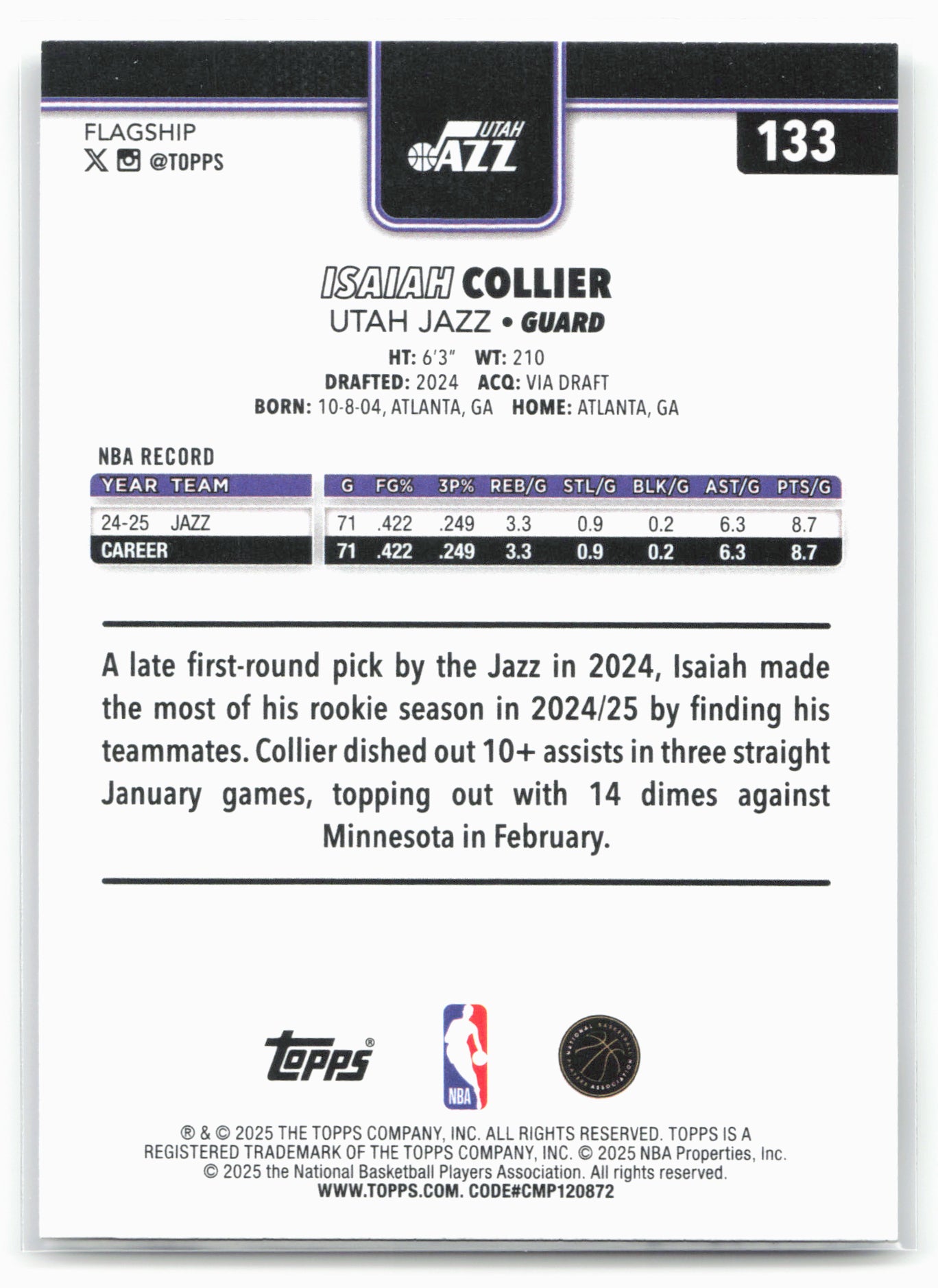 2025-26 Topps #133 Isaiah Collier