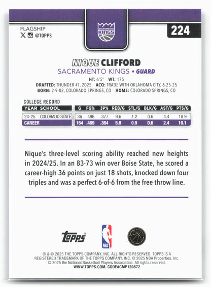 2025-26 Topps #224 Nique Clifford