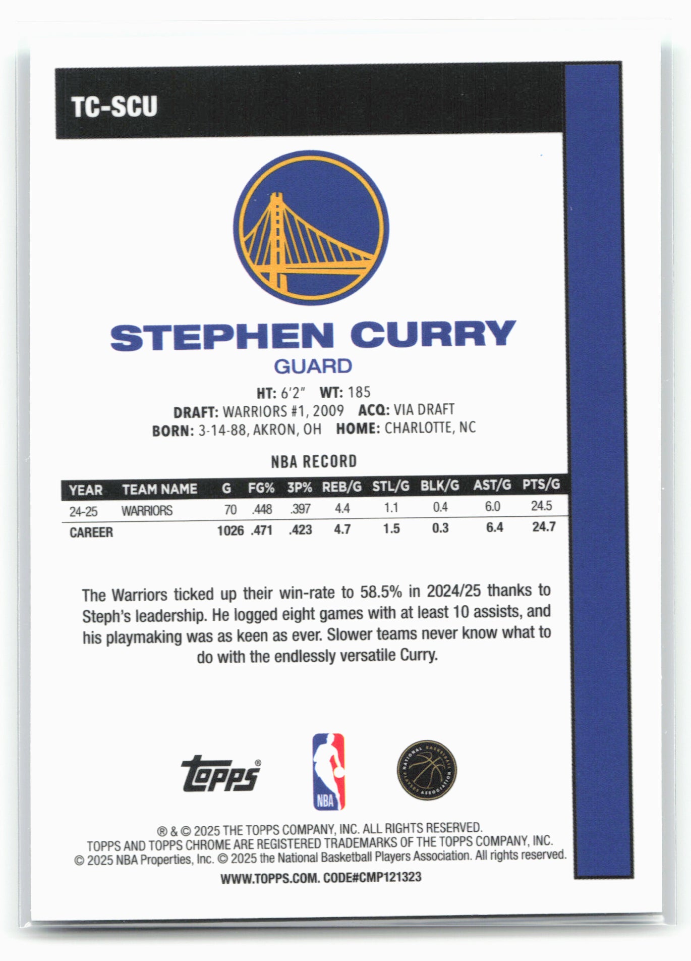 2025-26 Topps #TC-SCU Steph Curry 1980-81 Topps Chrome Basketball Aqua #/199