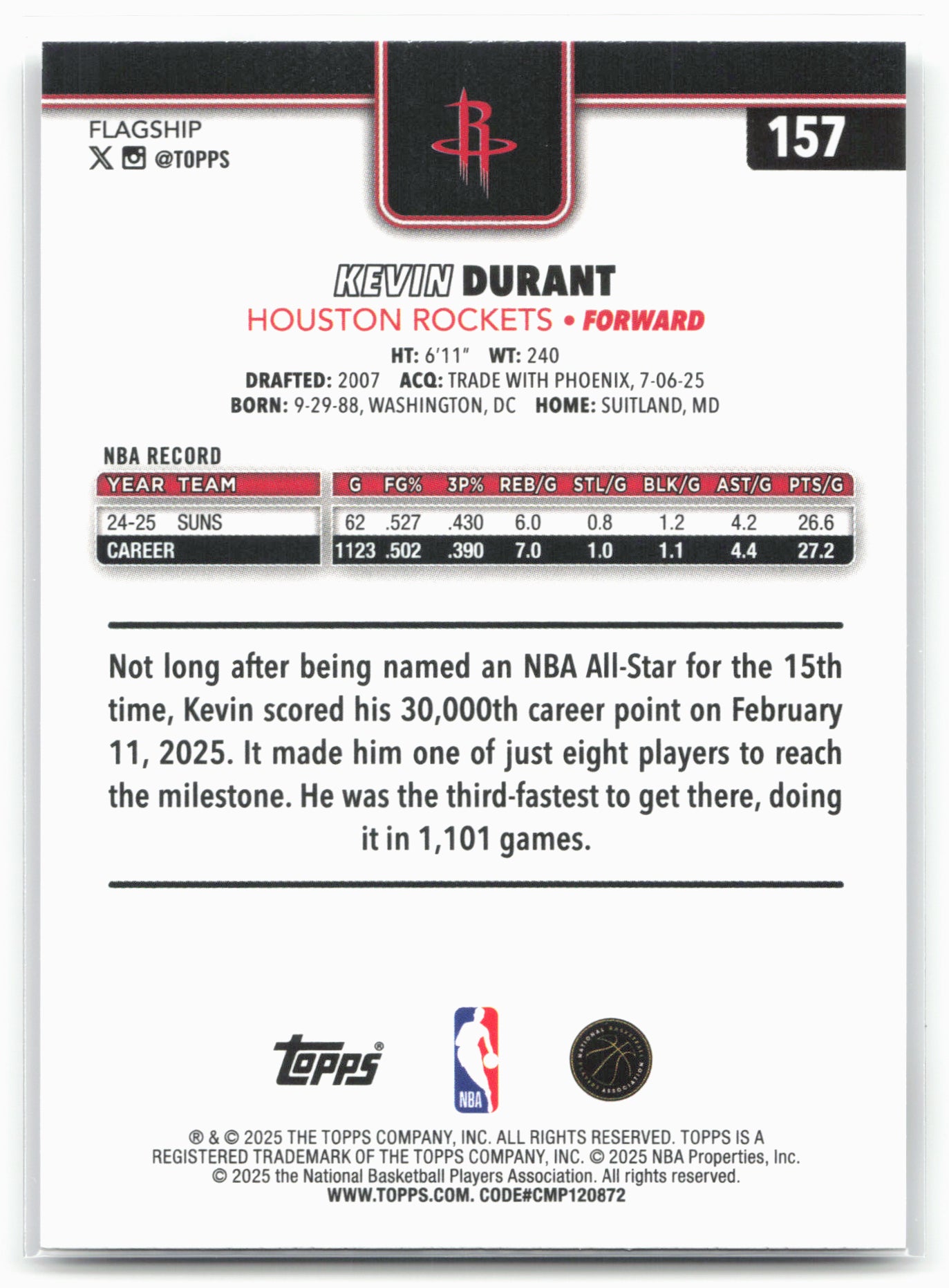 2025-26 Topps #157 Kevin Durant