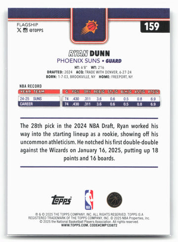 
2025-26 Topps #159 Ryan Dunn