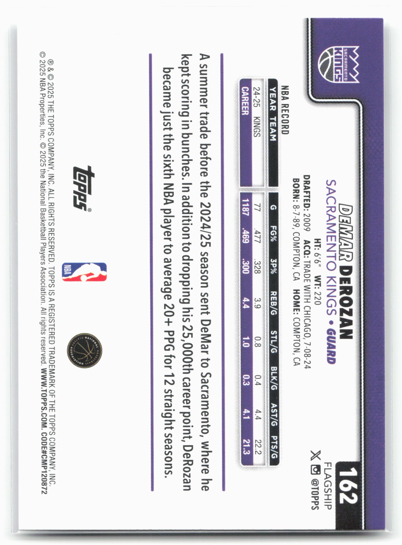 2025-26 Topps #162 DeMar DeRozan