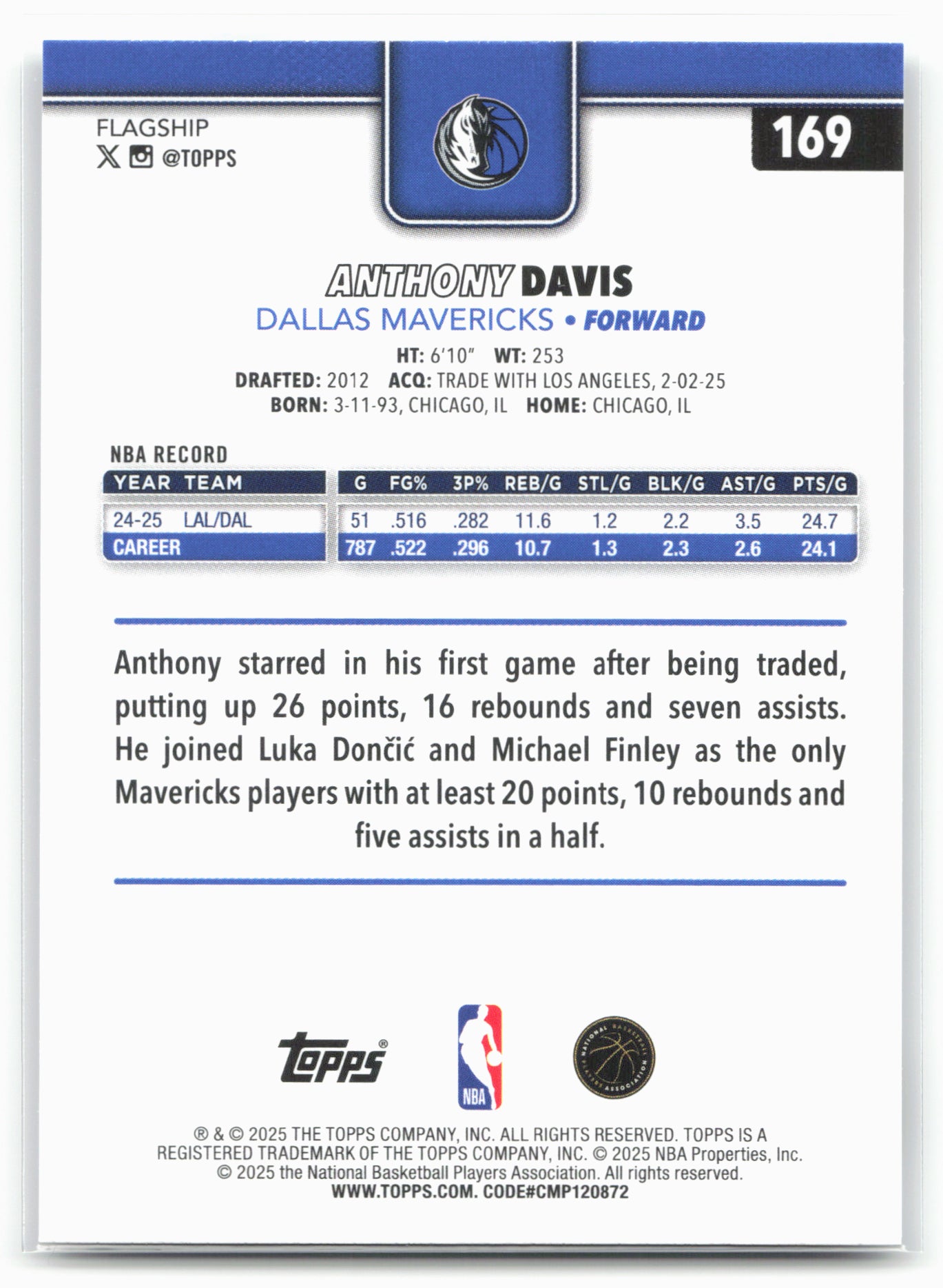 2025-26 Topps #169 Anthony Davis