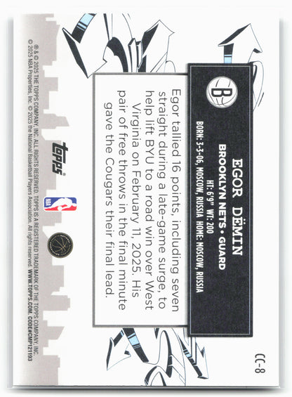 2025-26 Topps #CC-8 Egor Dëmin Clutch City Prospects