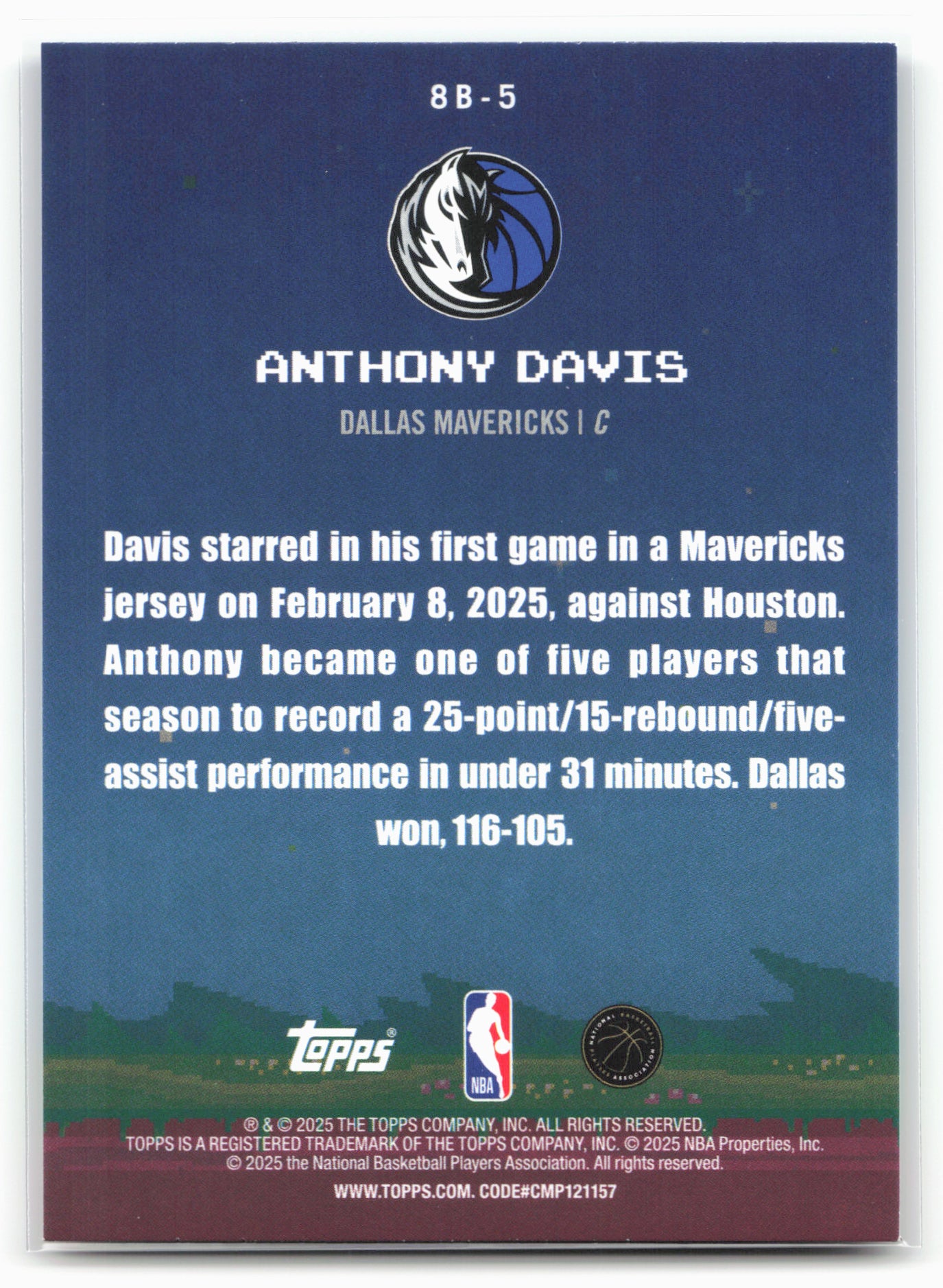 2025-26 Topps #8B-5 Anthony Davis 8-Bit Ballers