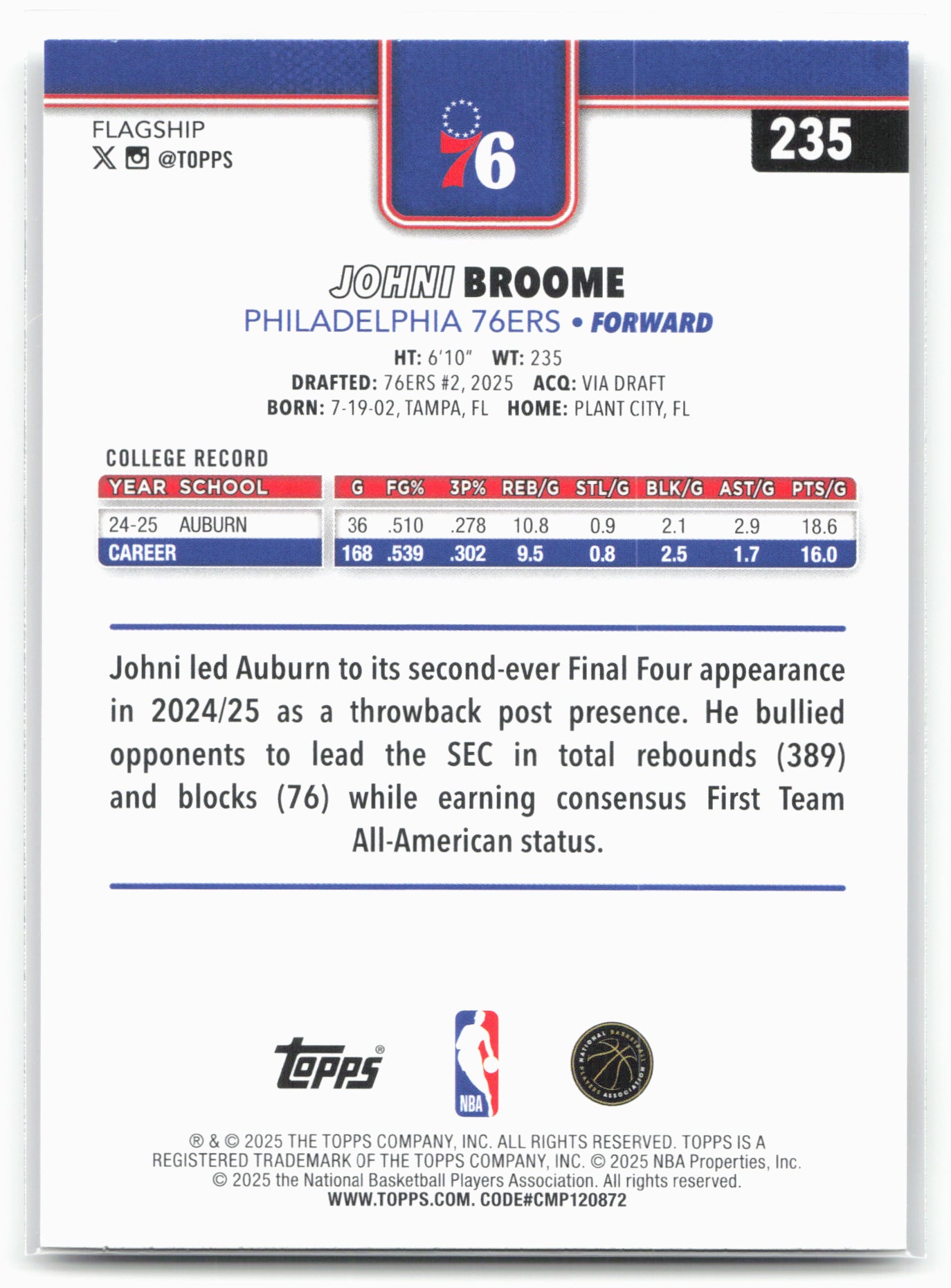 2025-26 Topps #235 Johni Broome