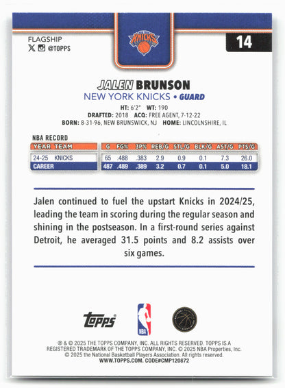 2025-26 Topps #14 Jalen Brunson