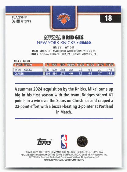 2025-26 Topps #18 Mikal Bridges