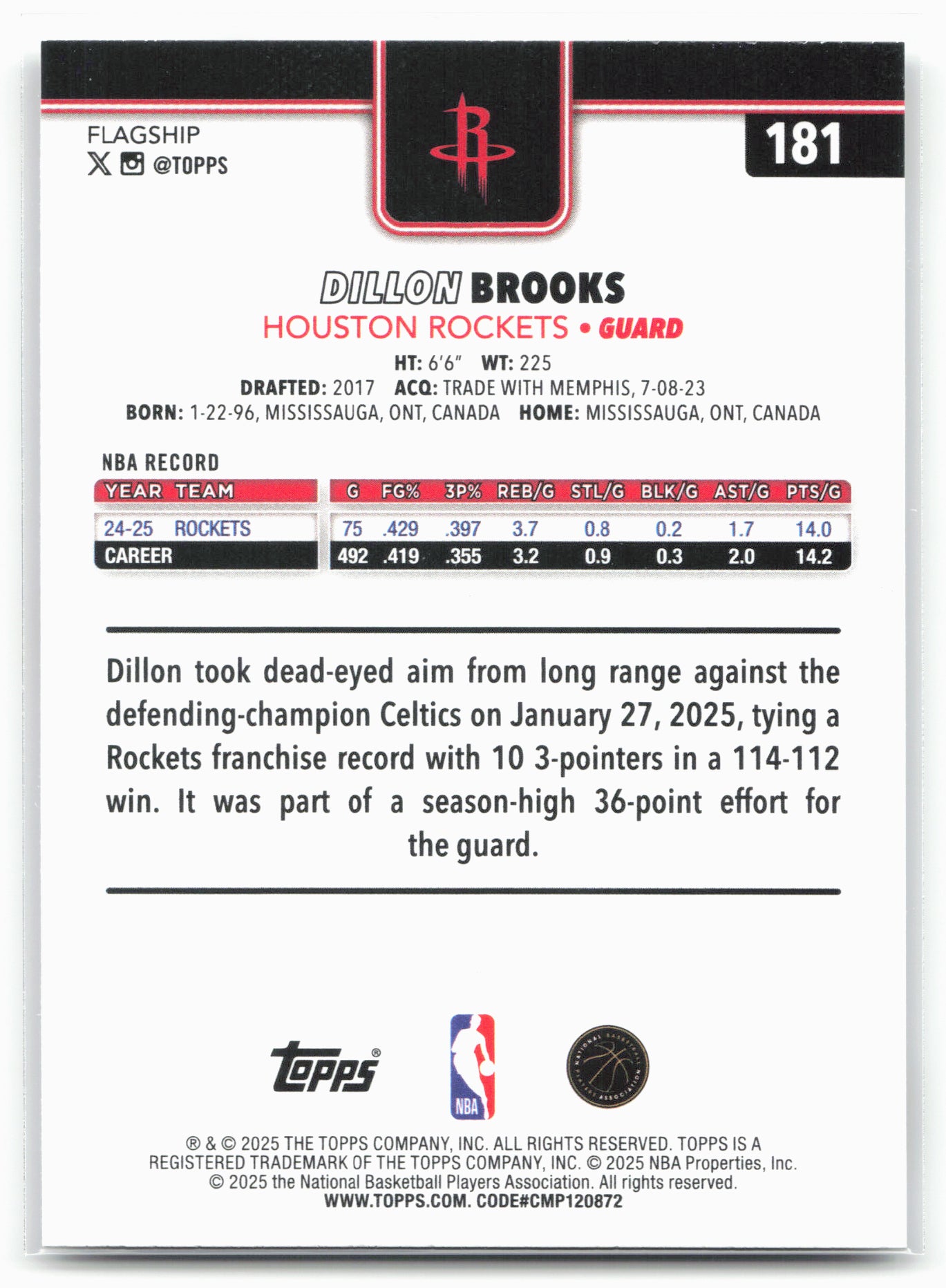 2025-26 Topps #181 Dillon Brooks