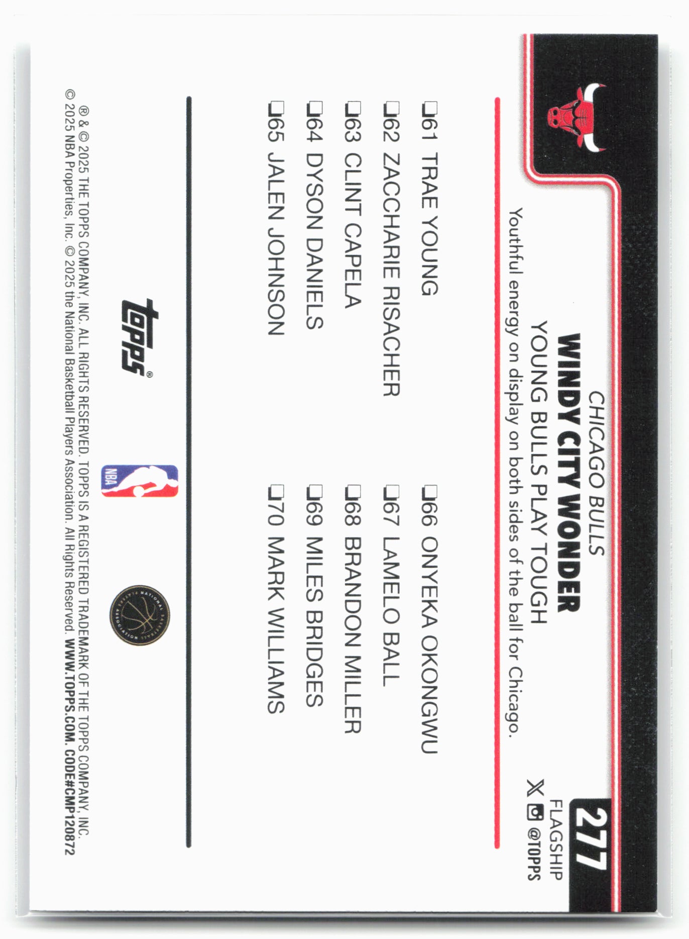 2025-26 Topps #277 Windy City Wonder: Young Bulls Play Tough