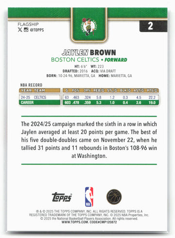 
2025-26 Topps #2 Jaylen Brown