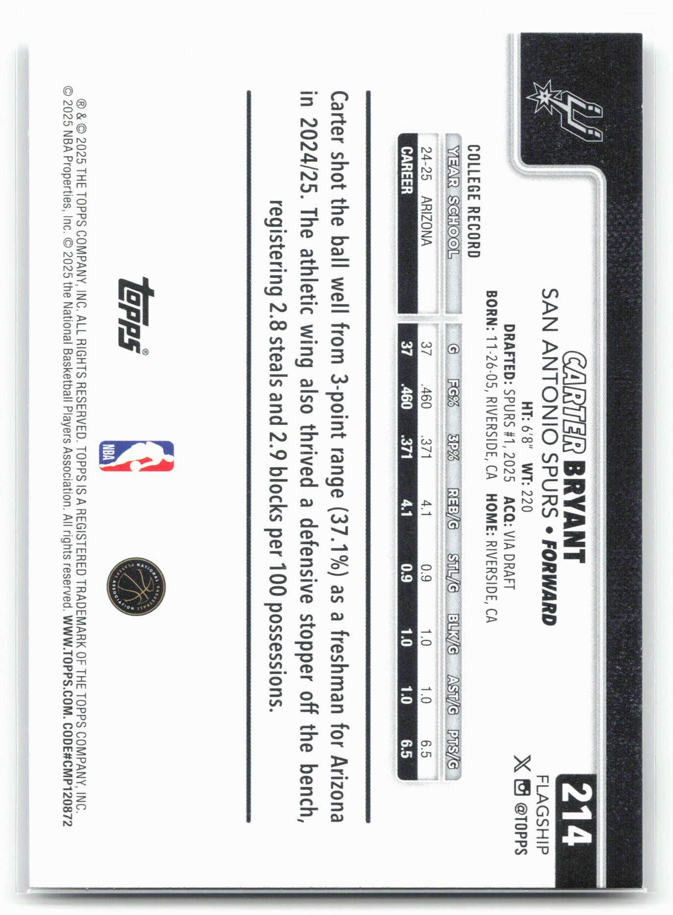 2025-26 Topps #214 Carter Bryant