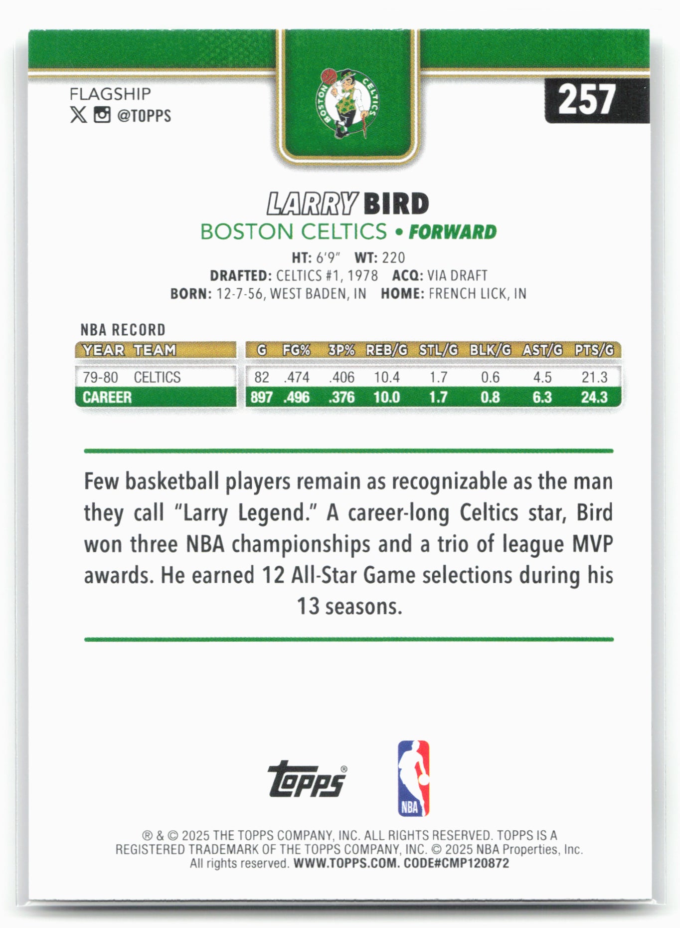 2025-26 Topps #257 Larry Bird