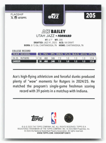 
2025-26 Topps #205 Ace Bailey Rainbow Foilboard