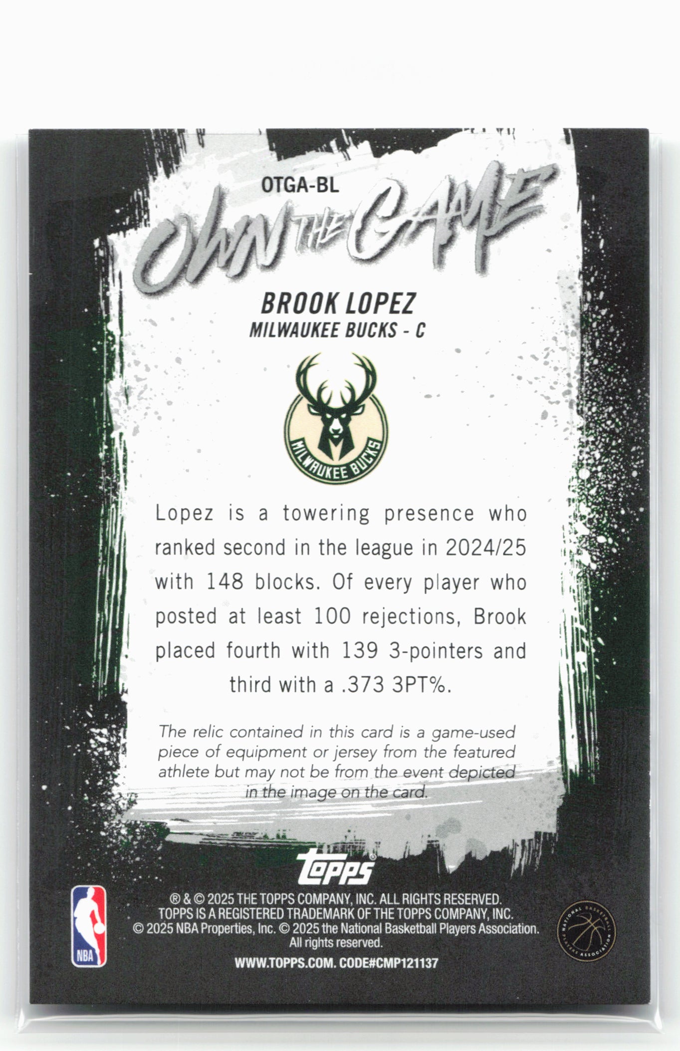 2025-26 Topps #OTGA-BL Brook Lopez Own the Game Rainbow Foilboard
