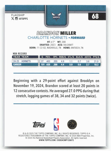 
2025-26 Topps #68 Brandon Miller