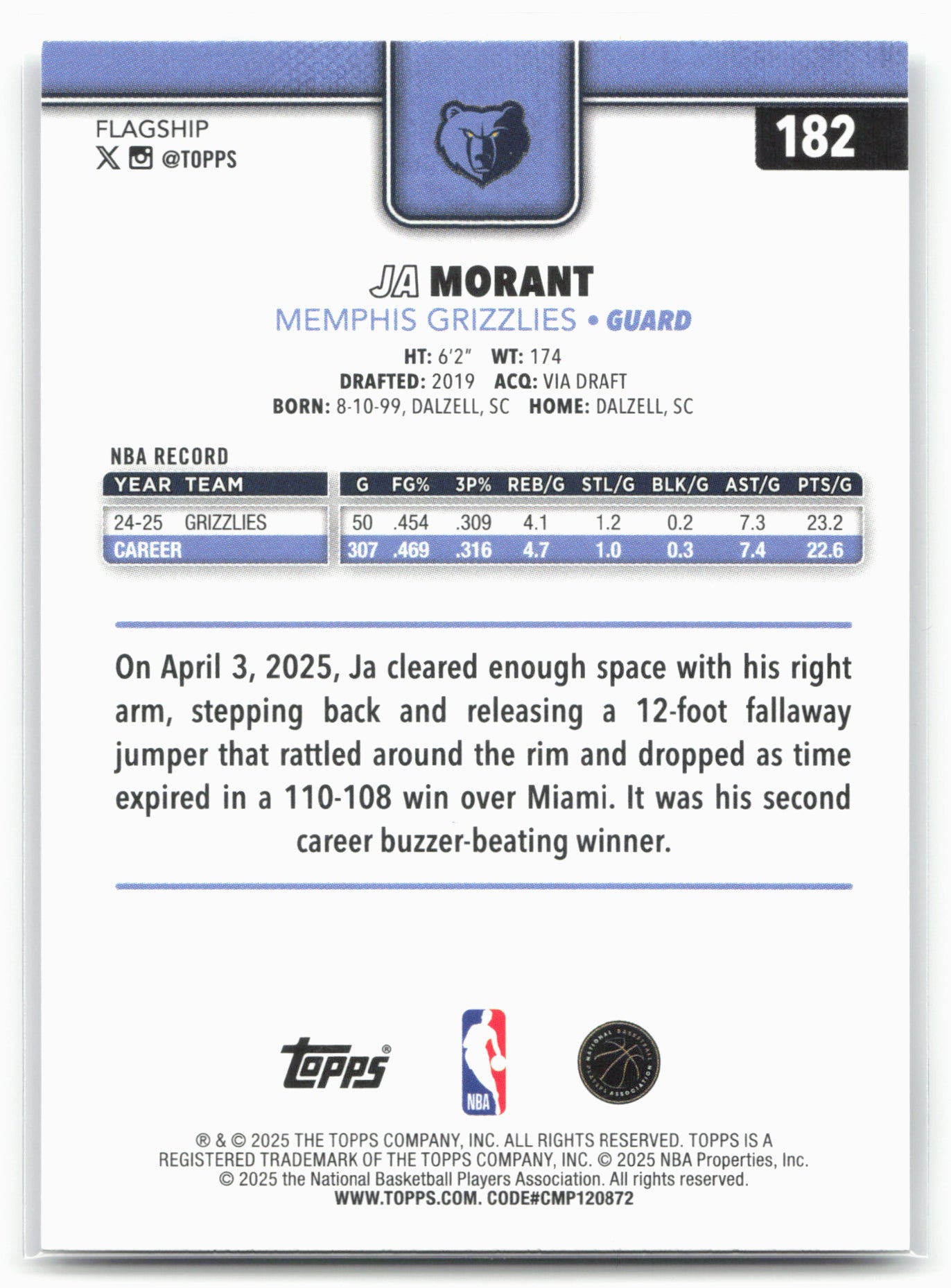 2025-26 Topps #182 Ja Morant
