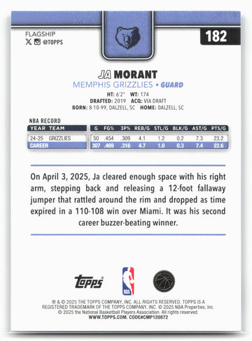 
2025-26 Topps #182 Ja Morant