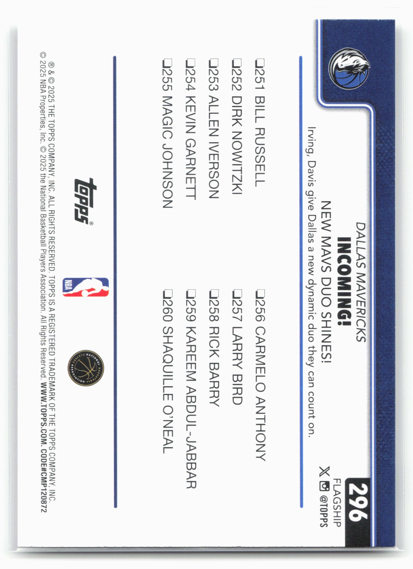 2025-26 Topps #296 Incoming!: New Mavs Duo Shines!