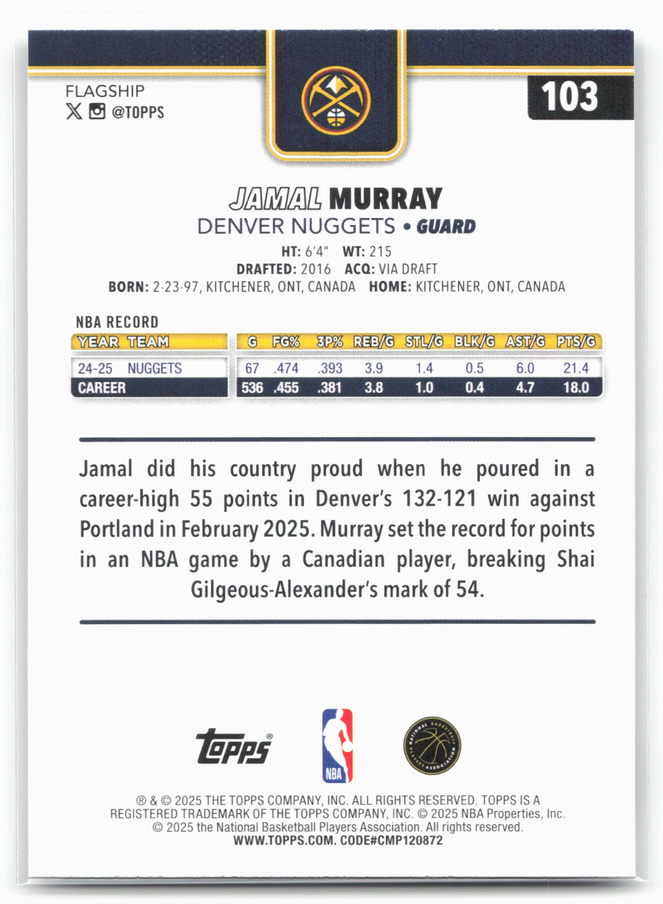 2025-26 Topps #103 Jamal Murray