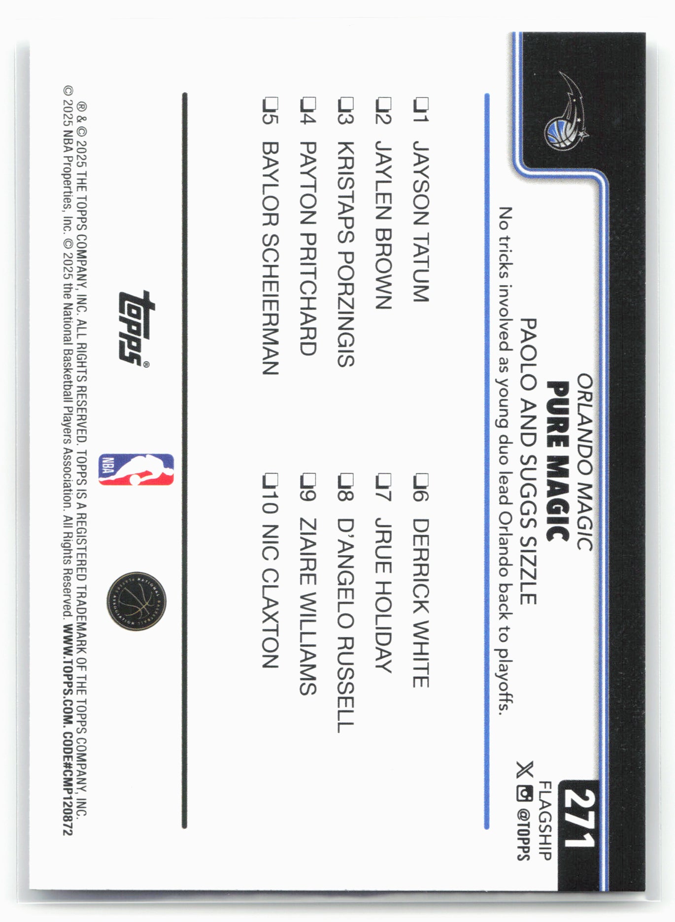 2025-26 Topps #271 Pure Magic, Paolo and Suggs Sizzle