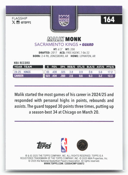 2025-26 Topps #164 Malik Monk