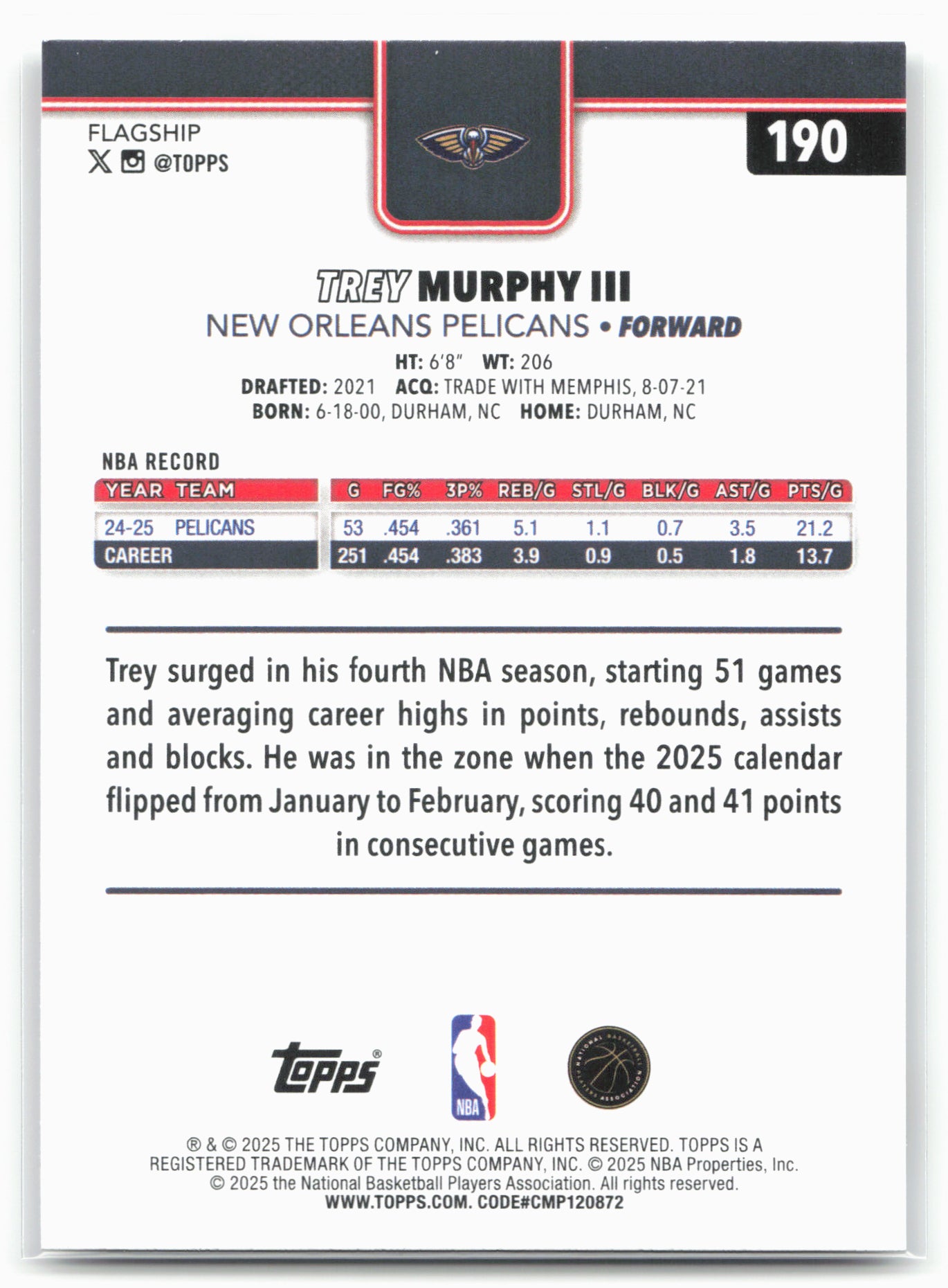 2025-26 Topps #190 Trey Murphy III