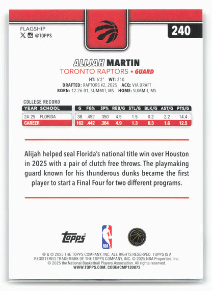 2025-26 Topps #240 Alijah Martin