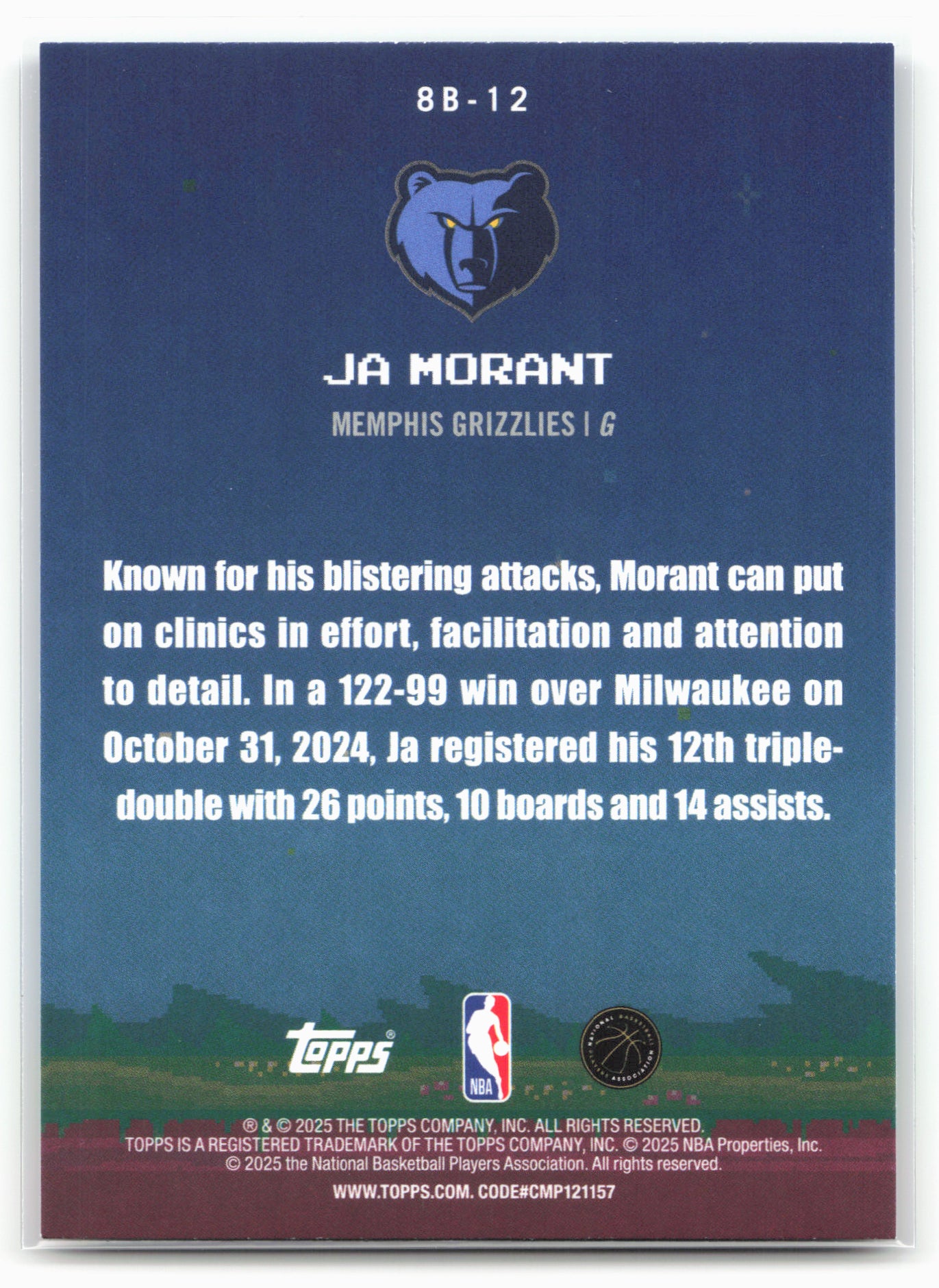 2025-26 Topps #8B-12 Ja Morant 8-Bit Ballers