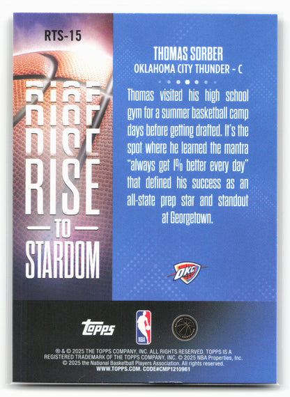 2025-26 Topps #RTS-15 Thomas Sorber Rise to Stardom