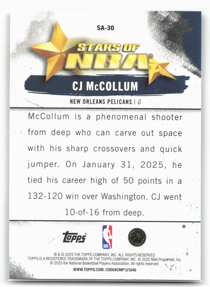 2025-26 Topps #SA-30 CJ McCollum Stars of the NBA