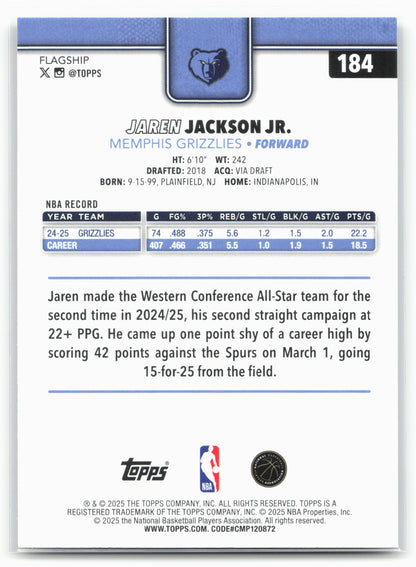 2025-26 Topps #184 Jaren Jackson Jr. Victory SSP