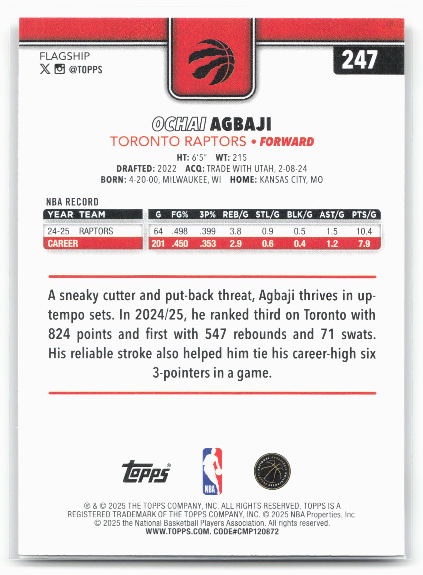 2025-26 Topps #247 Ochai Agbaji