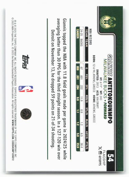 2025-26 Topps #54 Giannis Antetokounmpo