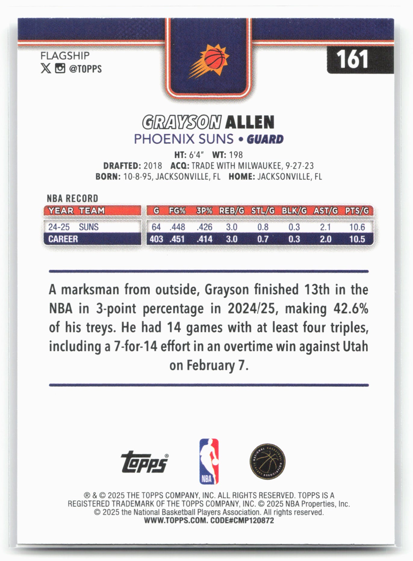 2025-26 Topps #161 Grayson Allen